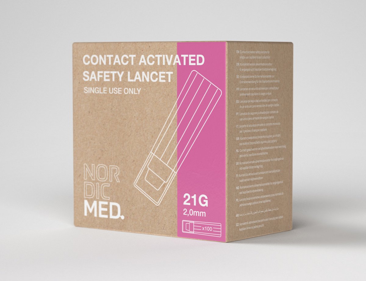 NordicMed Contact-Geactiveerde Veiligheidslancet 21G x 2,0 mm – comfortabel & betrouwbaar