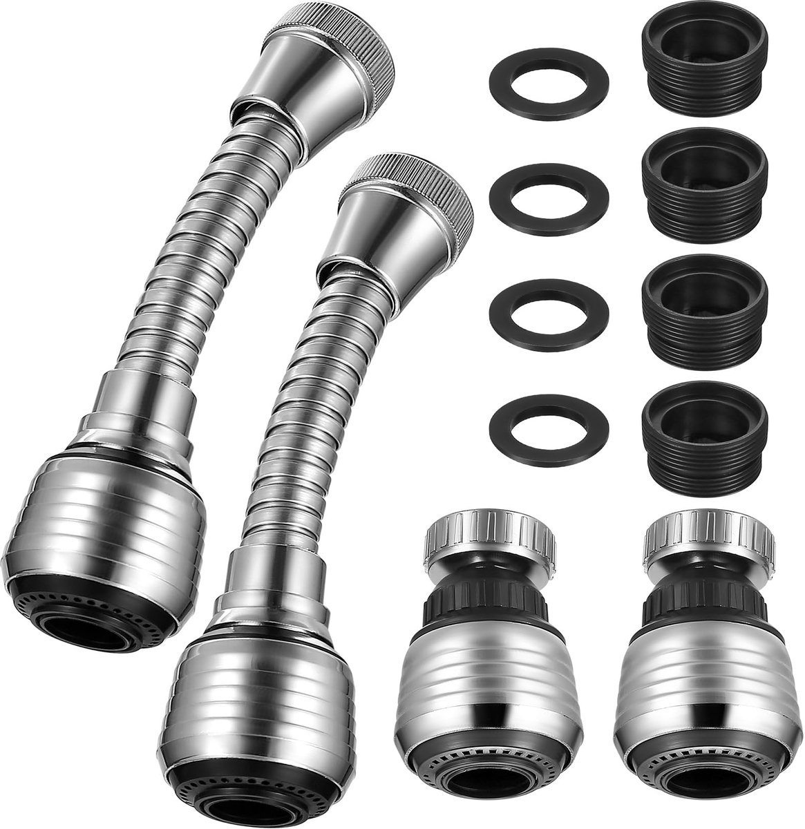Stunq® 4 Stuks Draaibare Kraanverlengkogel - Flexibele Kraanopzetstuk met Beluchter