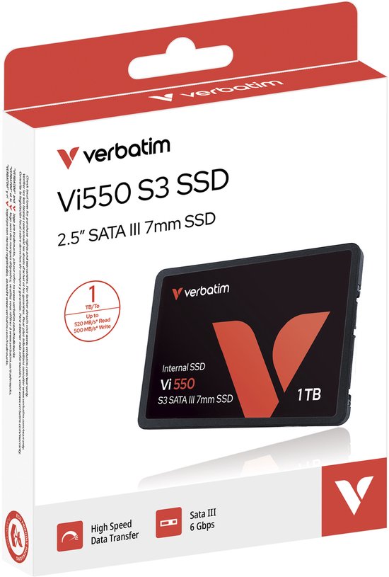 【新品】Verbatim Vi550 S3 SSD 1TB 2.5インチ Verbatim Vi550 S3 SSD - 1TB opslag - 2.5'' SATA III - Vi550 | bol