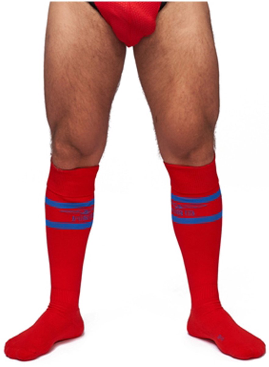 Mister B URBAN Football Socks with Pocket Red Blue 38-41