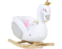 Aiyaplay Kids Rocking Horse-Populierenhout, Polyester-65L x 40B x 68H cm-Wit
