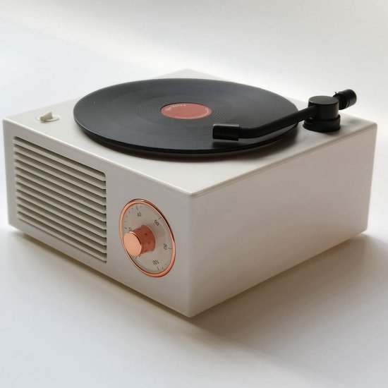 Deze retro-klassieke lichtroze Bluetooth-speaker heeft een klassiek ontwerp voor een platenspeler en is een leuk cadeau voor meisjes. Hij beschikt over een verbeterde bas en een luid volume. van Merkloos — afbeelding 3