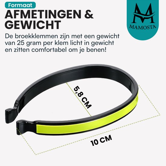 Mamosta® Broekklemmen - 2 Stuks - Reflecterende Fietsbroekclip - Universele Fietsbroekclip - Broekklem voor op de Fiets - Geschikt Voor Fietsen in het Donker - Wandelen - Groen van Merkloos — afbeelding 2