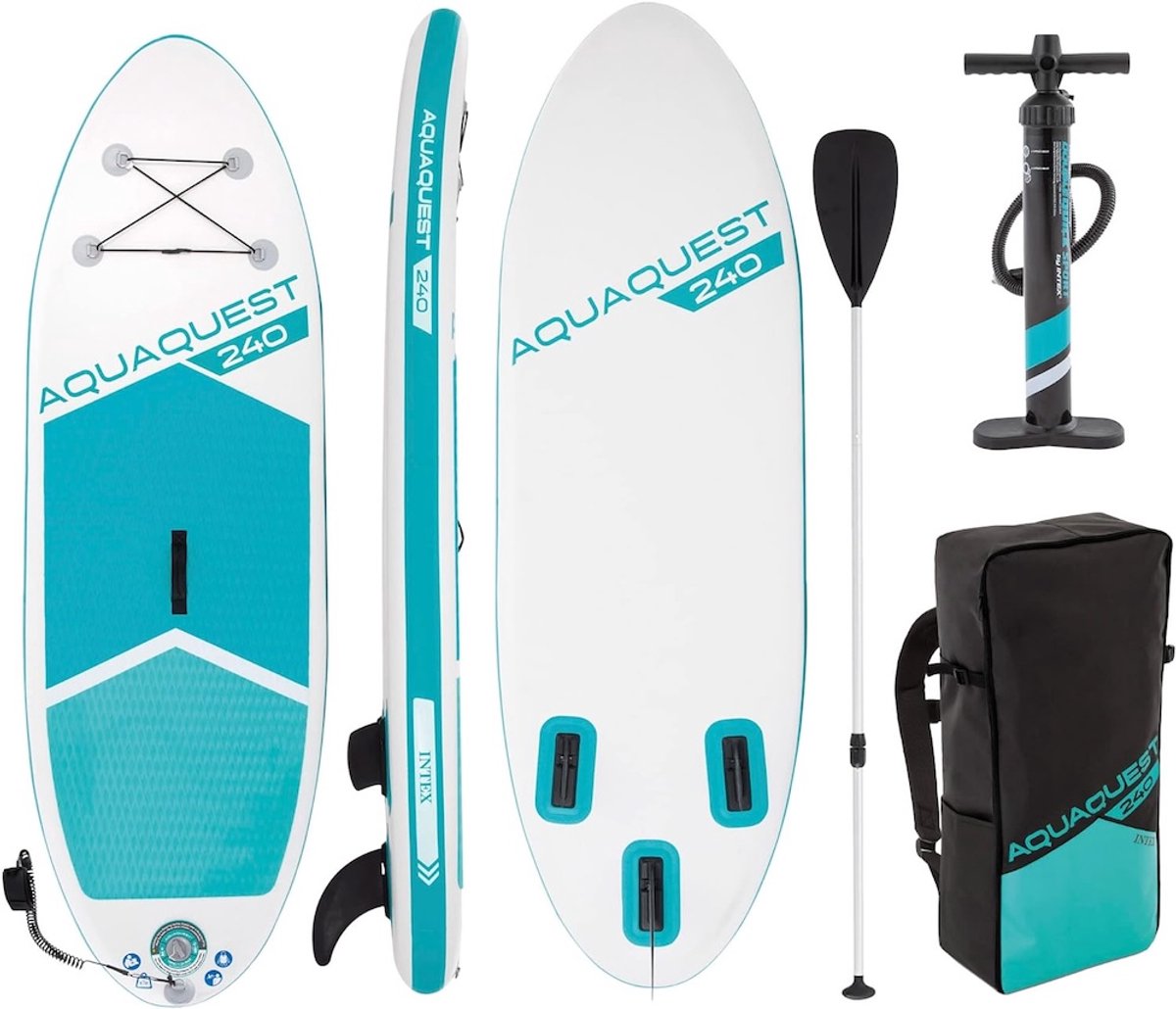 Intex oplaasbaar SUP-board Aqua Quest 240 - Voor tieners - L244 x B76 x H30cm