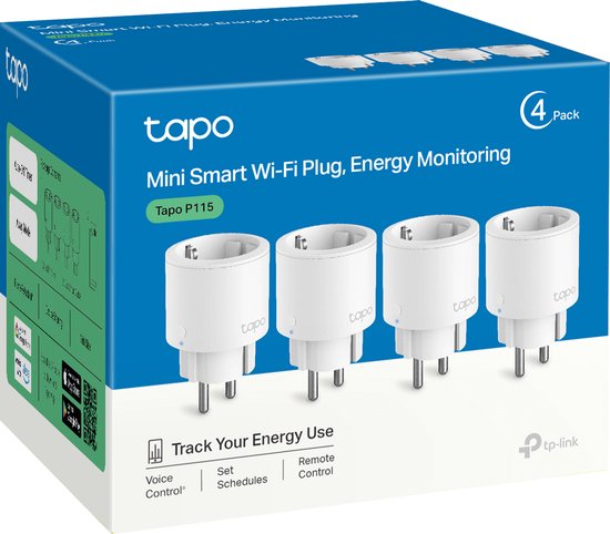 Tapo P115 -Slimme Stekker 4 pak - Smart Plug - Wifi Stopcontact - Energiebewaking - Mini