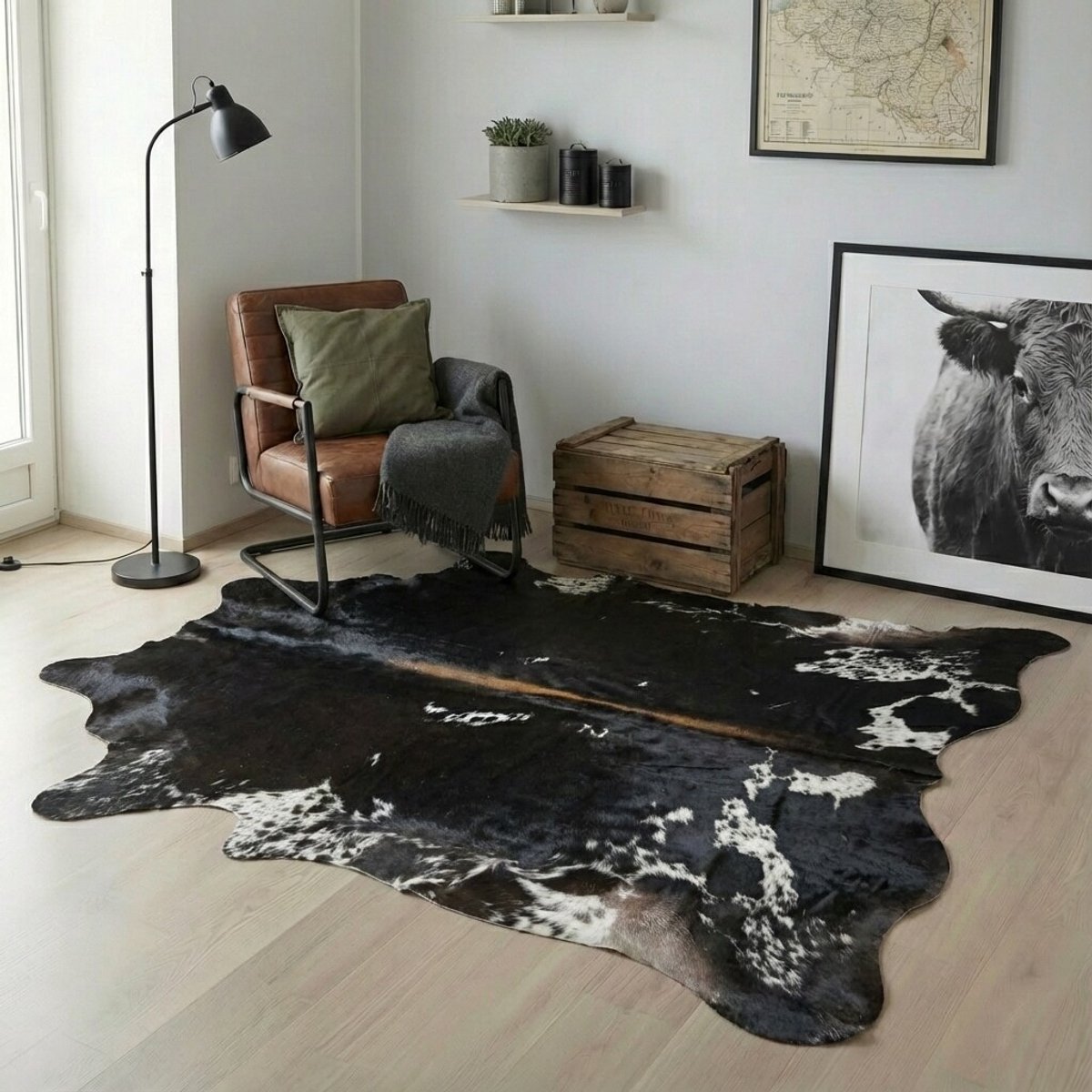 Koeienhuid Vloerkleed XL (Groot) - Driekleur / 0140 - 235 x 205 cm - Koeienkleed / Koeienvel / Dierenvel / Dierenhuid / Koehuid Tapijt