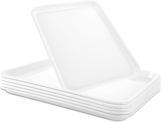 Klein dienblad, 8 stuks, mini kunststof dienblad, herbruikbaar, klein dienblad, 24 x 17 x 1,7 cm, rechthoekig keukendienblad voor woonkamer, café, bakkerij, restauran