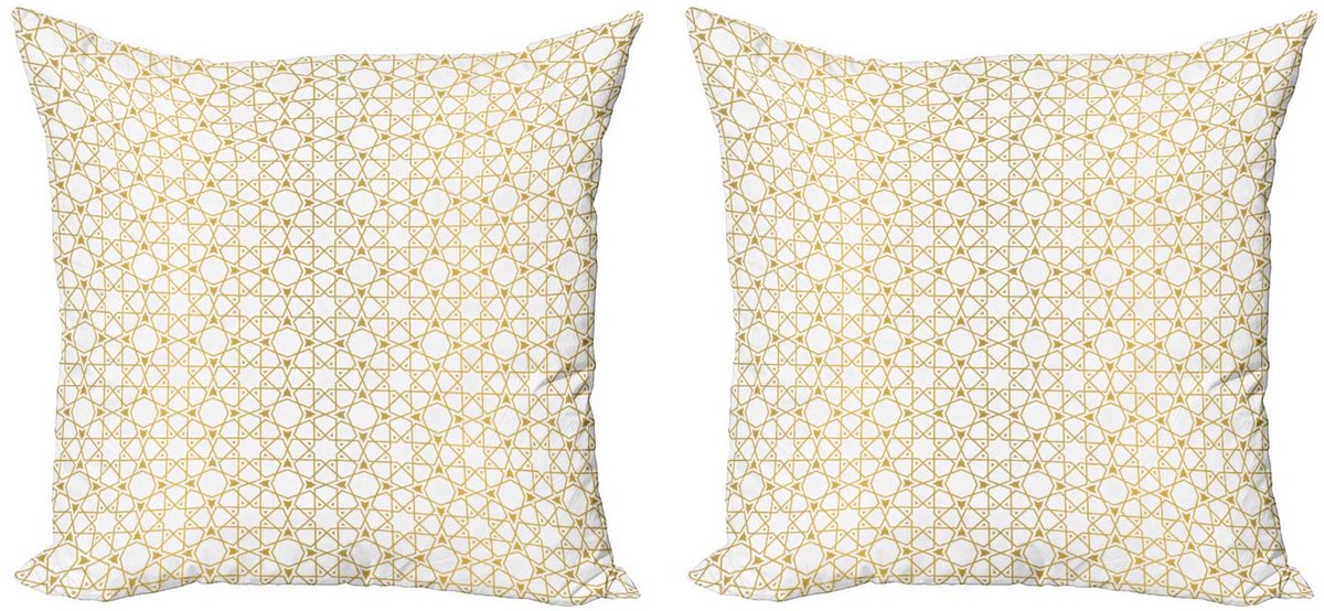 ABAKUHAUS Kussenhoes Set – 2x40x40 cm – Dubbelzijdig bedrukt – Amber/Wit