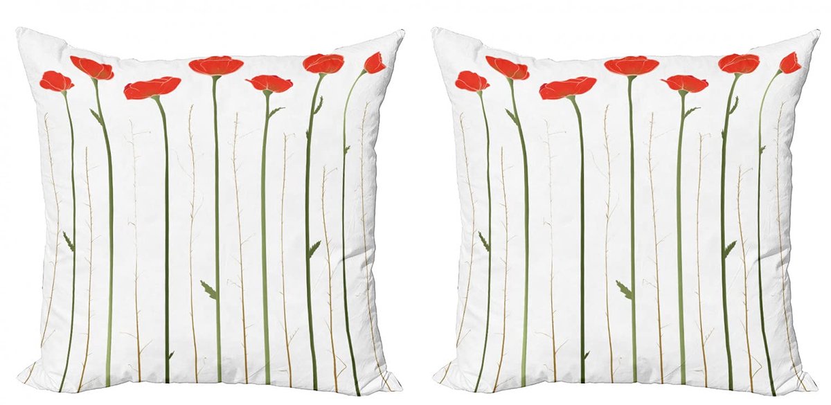 ABAKUHAUS Kussenhoes – 2x45x45 cm – Dubbelzijdig bedrukt – Mikrofaser Vermiljoen Groen Vermilion Groen