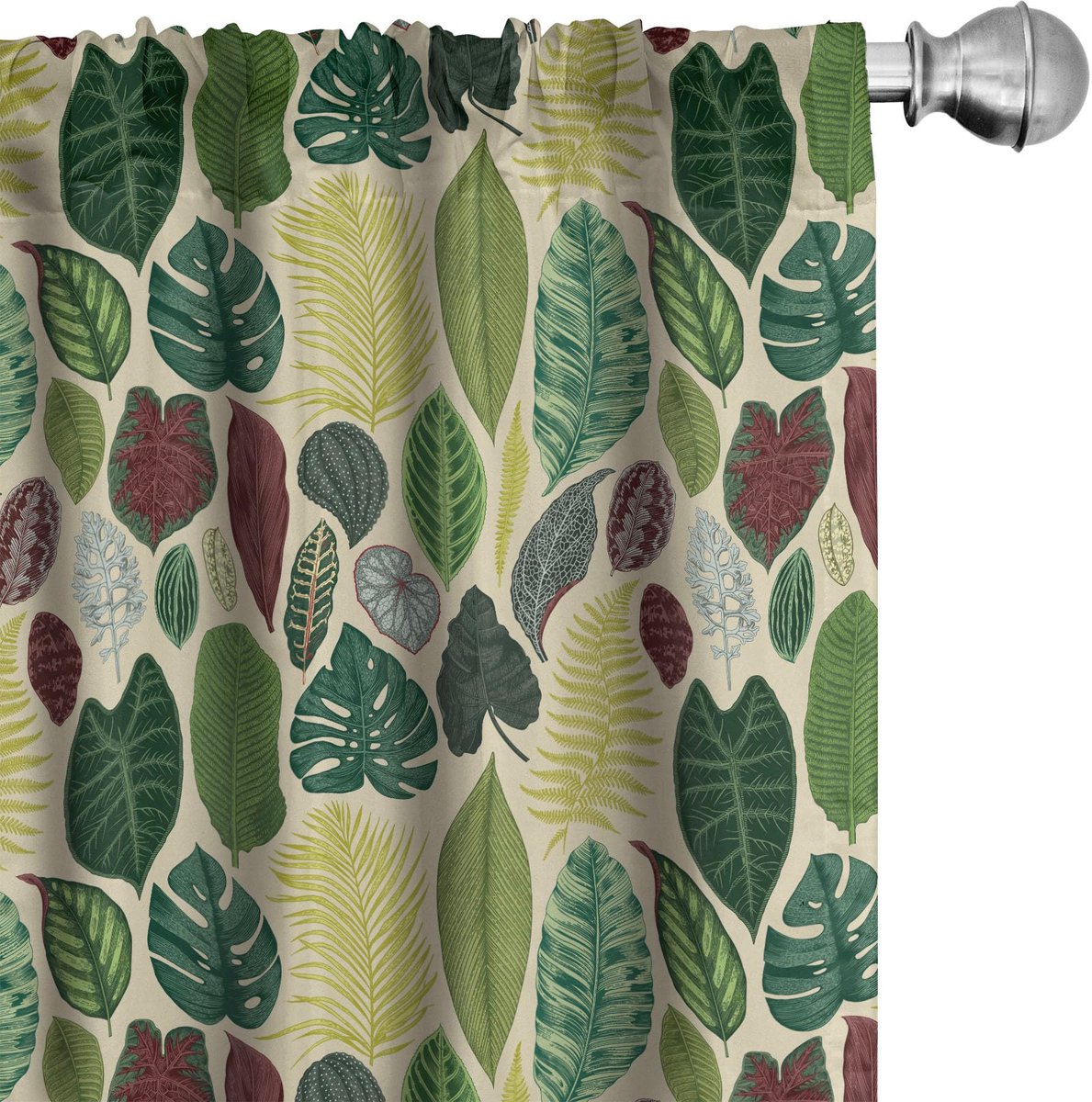 ABAKUHAUS Tropische Voorhangen – 2x75x245 cm – Microvezel – Multikleurig Mehrfarbig