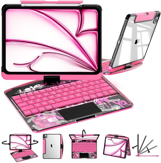 Toetsenbord hoes voor iPad Pro 12.9 6th/5th/4th/3rd Generation met muis, Touchpad Magnetisch Afneembaar Draadloos Toetsenbord met Pencil voor iPad Pro 12.9 2022/2021/2020/2018