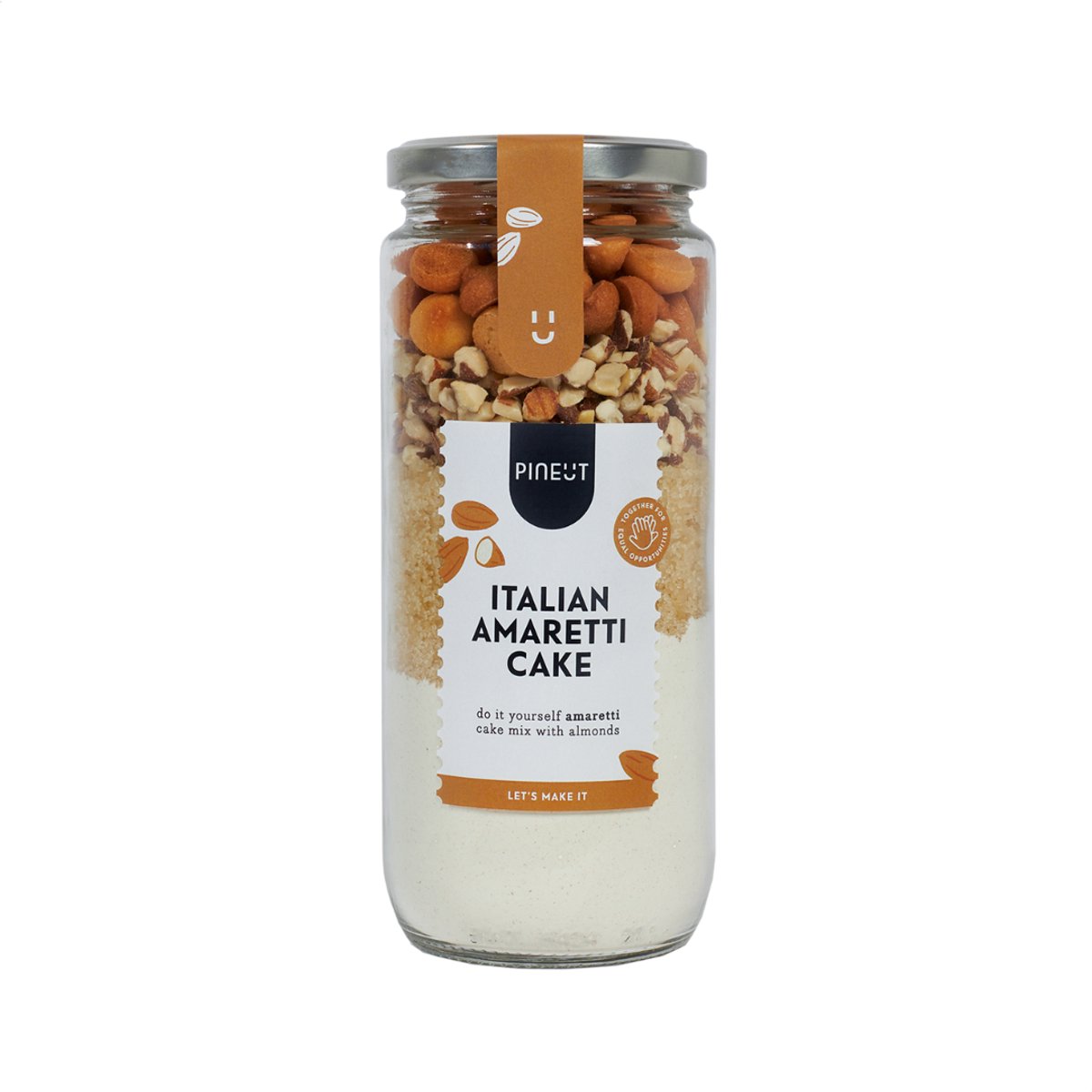 Pineut Bakmix Amandelcake Amaretti – Italiaanse Cakemix in Pot – Bakpakket Cadeau – DIY Bakset met Bitterkoekjes