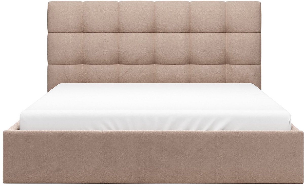 Vente-unique Bed met opbergruimte fluweel beige 160 x 200 cm