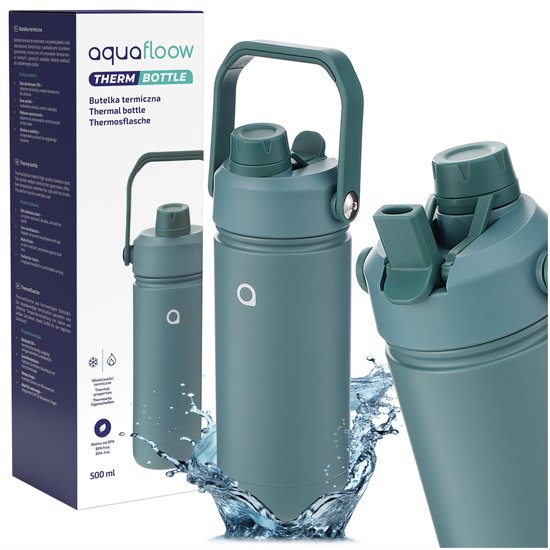 FLOW waterfles RVS nude 500 ml - dop met rietje