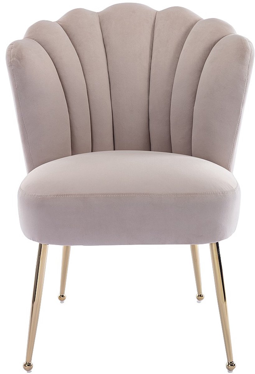 Vente-unique Set van 2 stoelen van fluweel en goudkleurig metaal - Beige - RUTY