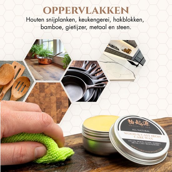 Origins of Oak™ - Cire d'abeille pour l'entretien des planches à découper et de la fonte - 50ml