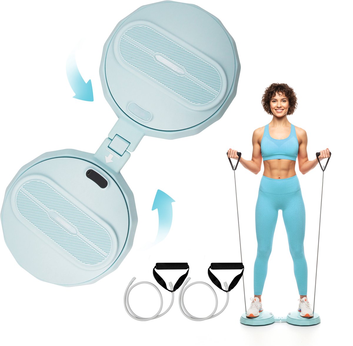 YEE GOO - Twister Disc - Twistschijf - Draaischijf Fitness - Multitrainer Twist Waist met trekkoord - Balansbord - Maximale belasting 120 kg - blauw.