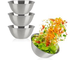 3-delige kommenset van roestvrij staal - stapelbare slakom 700 ml - Mengkom - Slakom - Kommenset - voor bakken, serveren en snacken - mengkom - 17cm