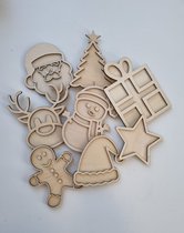 Speelvormen set Kerstmis - Kerstboom, Sneeuwpop, Cadeautje, Ster, Kerstmuts, Rendier, Kerstman, Cookie - Sensomotorische speelvorm