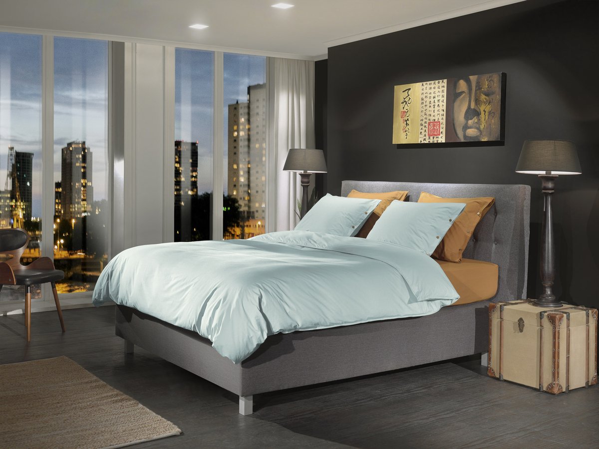 Yellow Percale Dekbedovertrek - Tweepersoons - Percale - 200x200-220 cm - Blauw