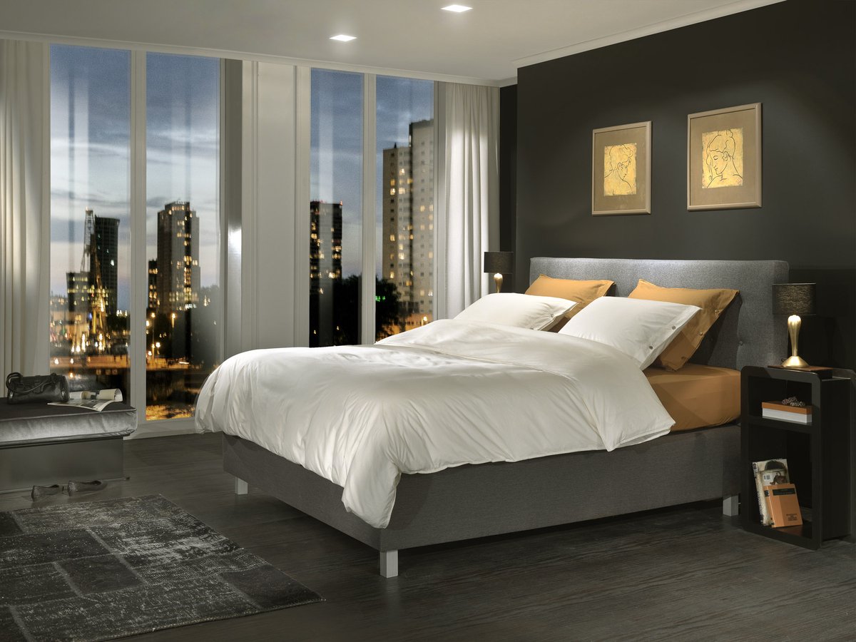 Yellow Percale Dekbedovertrek - Lits-Jumeaux - Percale - 240x200-220 cm - Off-White