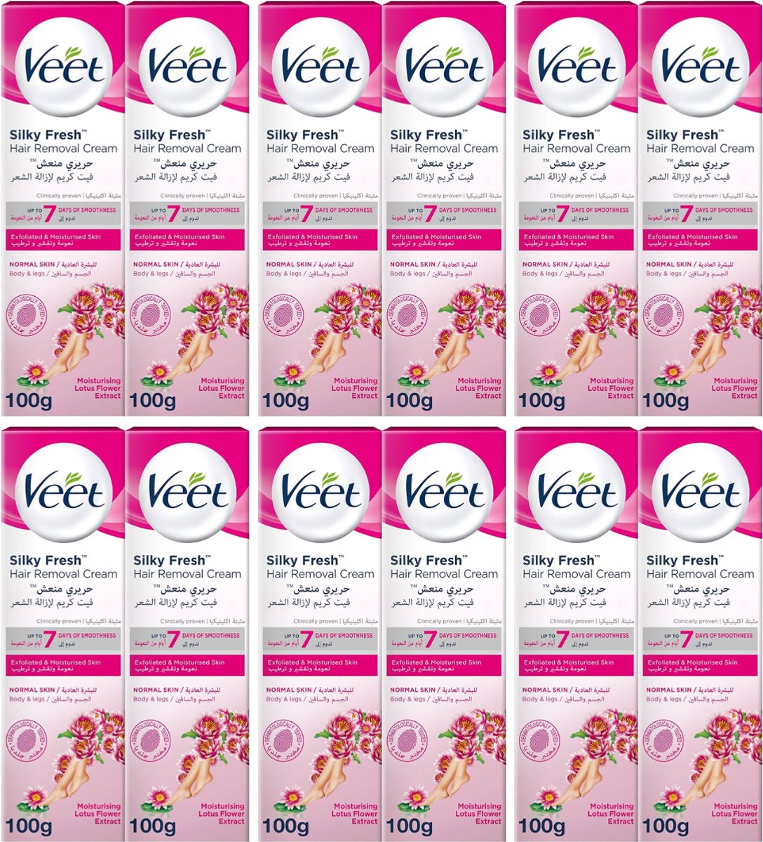 Veet Silky Fresh Haar Verwijderingscreme Normale Huid - 12 x 100 ml - Voordeelverpakking