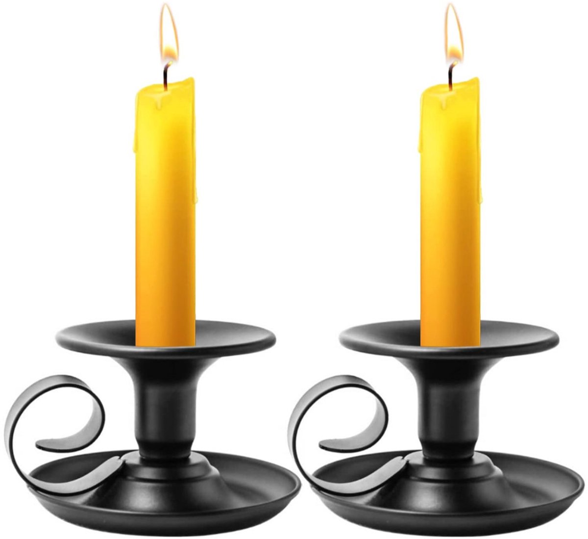 2 stuks - Kandelaars - Metalen kandelaars - Minimalistische stijl - Vintage - Kaarsenstandaards - Geschikt voor romantische dinerdecoraties, bruiloftsarrangementen, kaarsenopstelling - Woondecoratie - Theekopvormig - Zwart