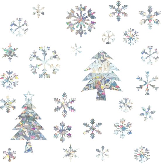 Kerstraamstickers - Blauw - Kristal - Binnen - Kerstversiering kopen