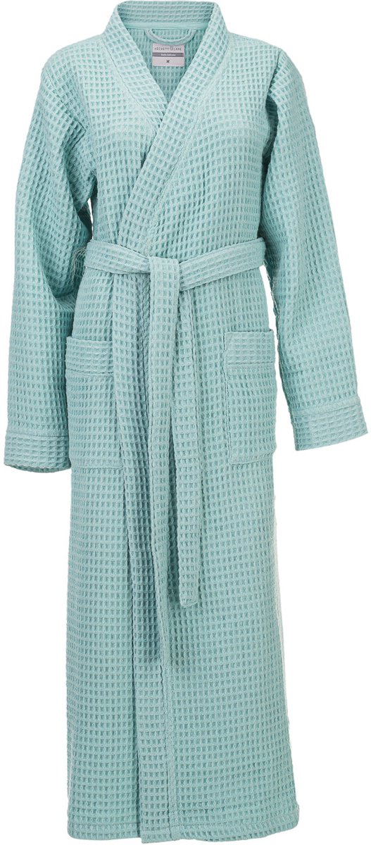Heckettlane Badjas Wafel - Ochtendjas - Sky Blue - Geschikt voor Sauna - 70% Gerecycled Katoen 30% Andere Vezel - M