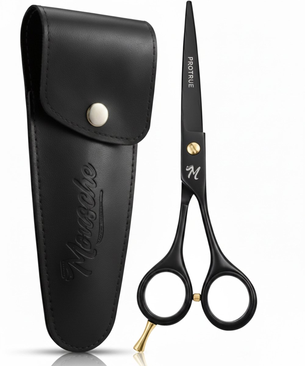 ProTrue Kappersschaar met Leren Etui - Kappersset - Kapper Schaar Rechtshandig