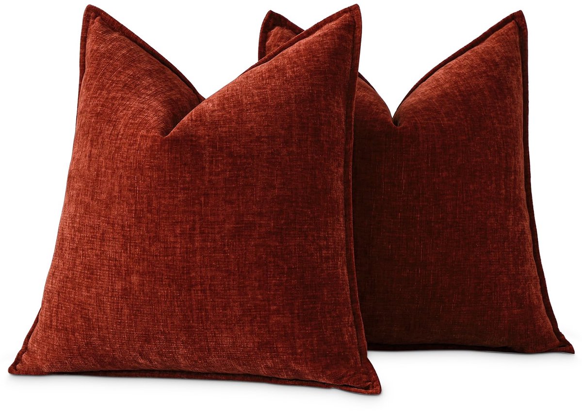 Unyqoos Zachte chenille kussenhoezen set voor woonkamer en slaapkamer decoratie Roest