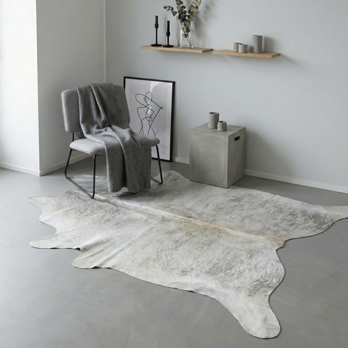Koeienhuid Vloerkleed - Grijs / Taupe / 0142 - 220 x 200 cm - Koeienkleed / Koeienvel / Dierenvel / Dierenhuid / Koehuid Tapijt