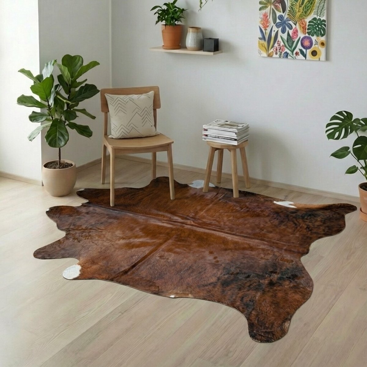 Koeienhuid Vloerkleed - Effen / Solid / 0153 - 206 x 194 cm - Koeienkleed / Koeienvel / Dierenvel / Dierenhuid / Koehuid Tapijt