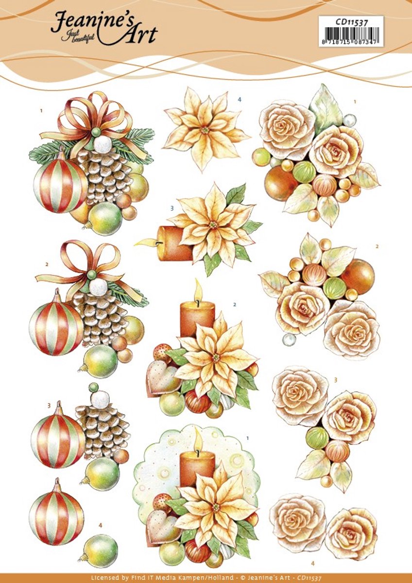 Set van 10 3D knipvellen met thema kerst + stickerset