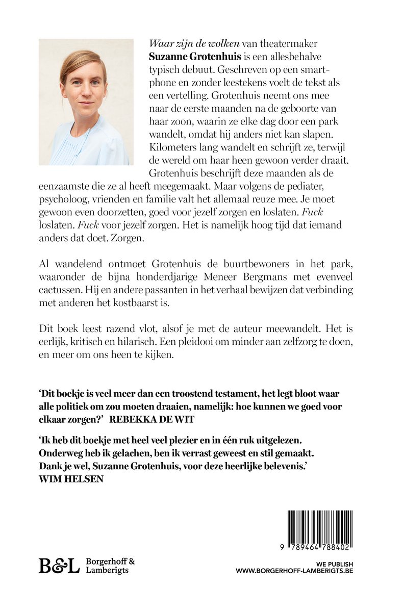 Waar zijn de wolken, een pleidooi voor minder zelfzorg - back cover