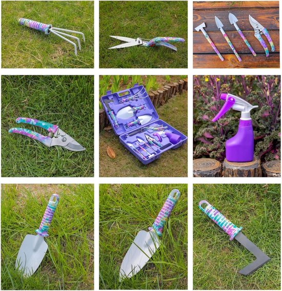 Tuingereedschapset - 10-delige tuingereedschappen - Tuin- en plantgereedschappen - Onkruidset - (Paars) — afbeelding 4