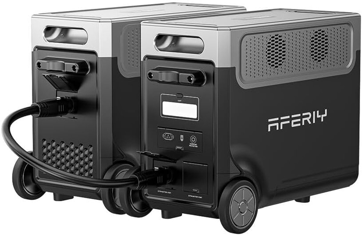 AFERIY Power Station 3840Wh met P310 Uitbreidingsbatterij 7680Wh – 2200W AC (4000W Pie) – LiFePO4 - UPS - Zonne-energie voor Thuis & Camping