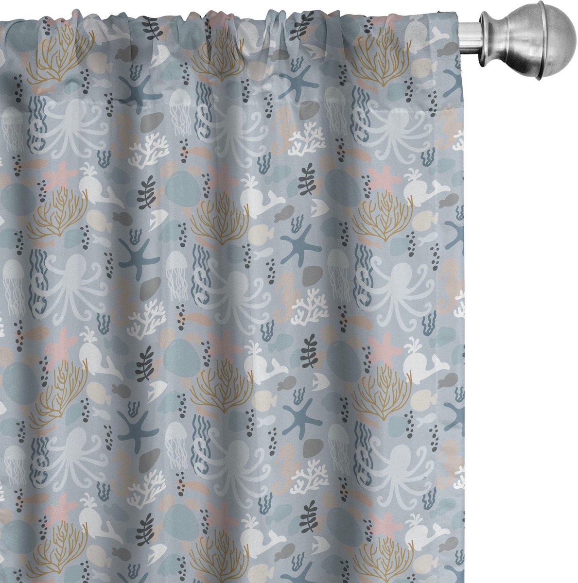 ABAKUHAUS Marine gordijnen – 2-delige set – Microvezel – Multicolor Mehrfarbig