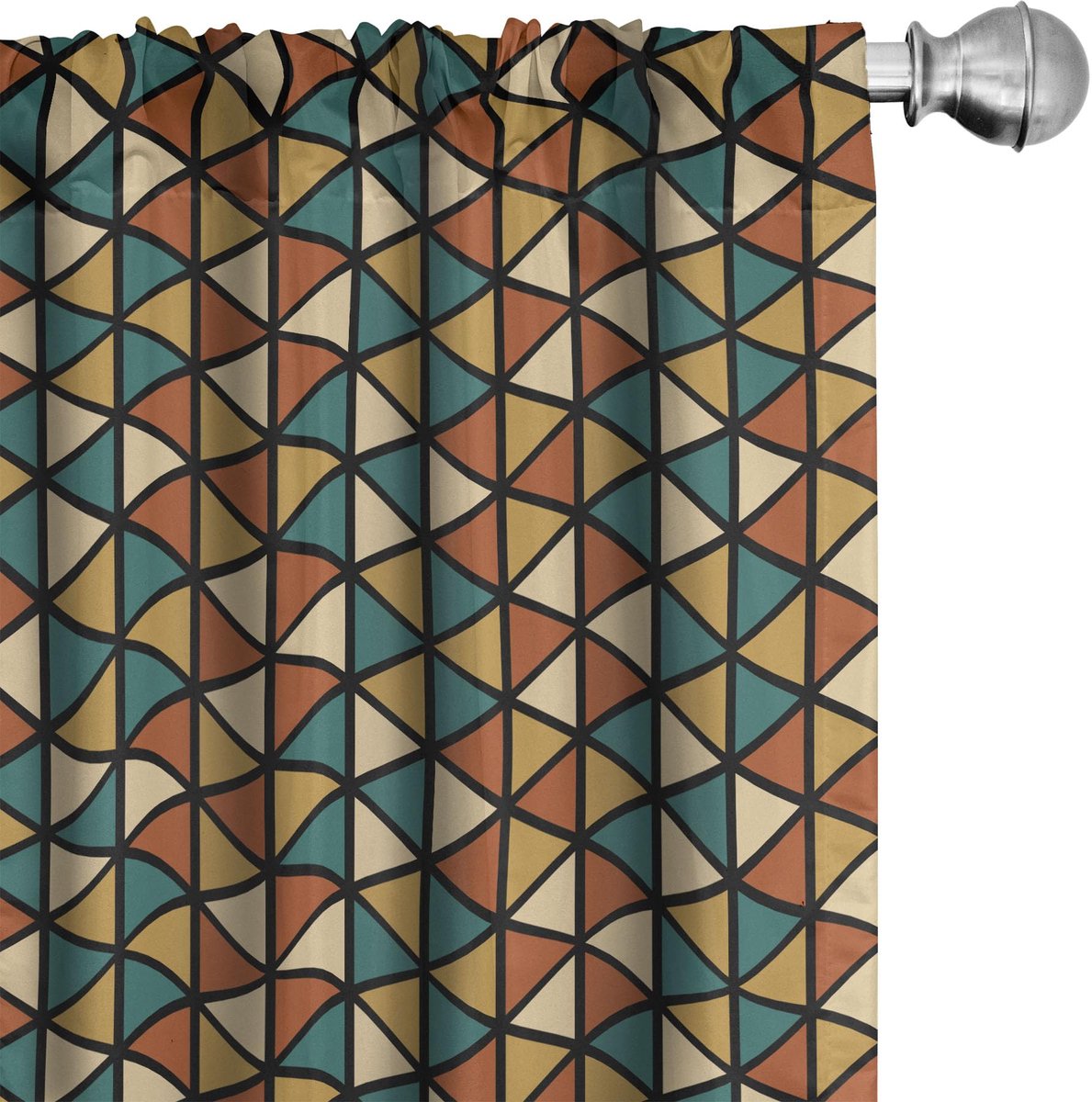 ABAKUHAUS Geometrische Voorhangen – Retro Raster Driehoeken – 2x75x245 cm – Meerkleurig Mehrfarbig