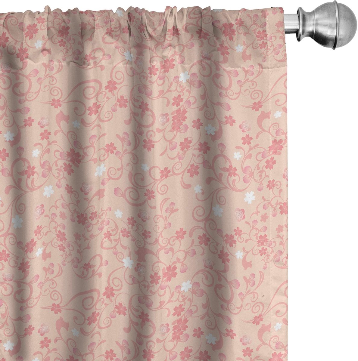 ABAKUHAUS Kersenbloesem Gordijnen – 2x75x245 cm – microvezel, verduisterend Peach Coral Weiß