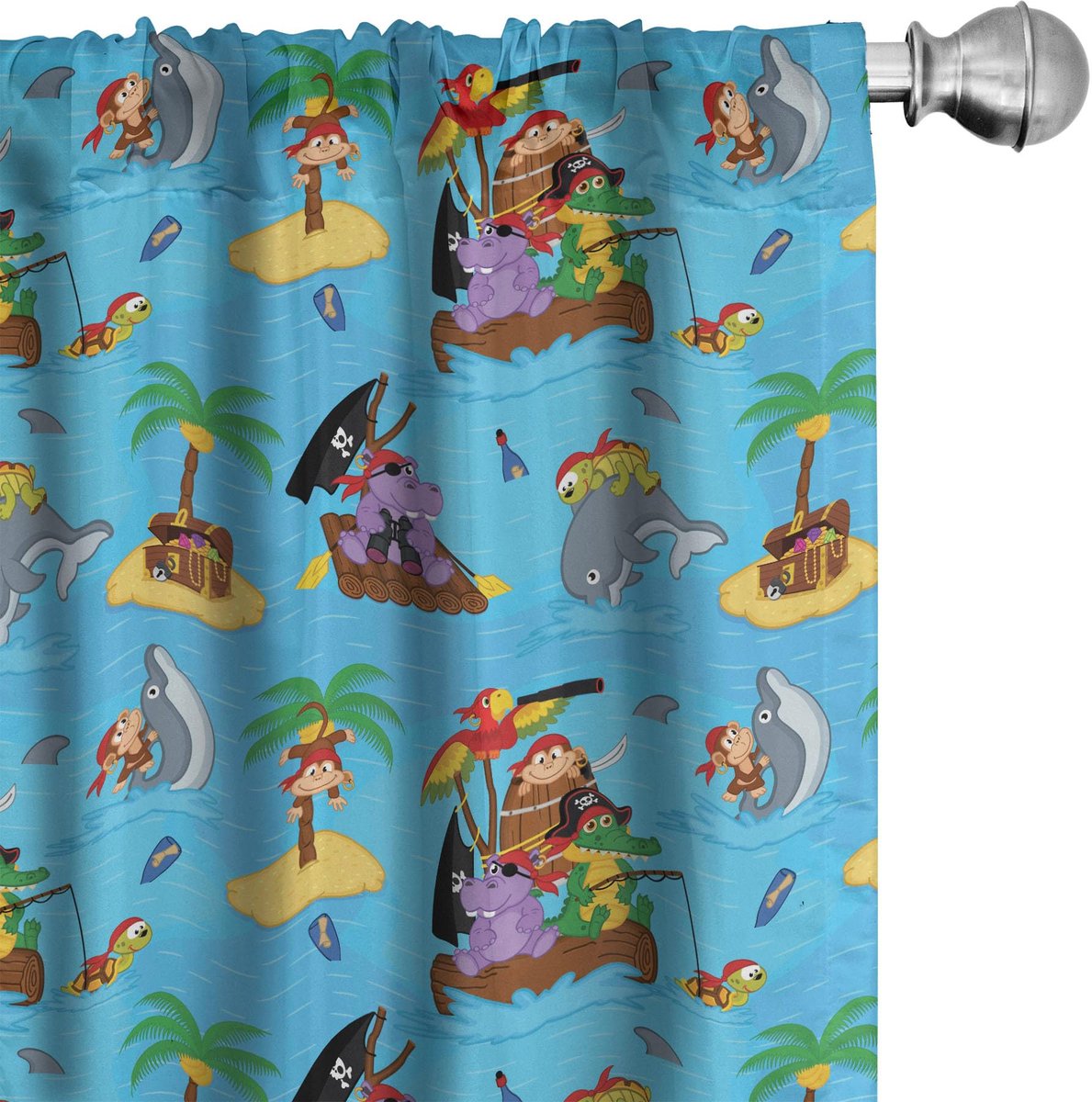 ABAKUHAUS Pirates gordijnen – 2x75x175 cm – microvezel, semi-verduisterend Mehrfarbig