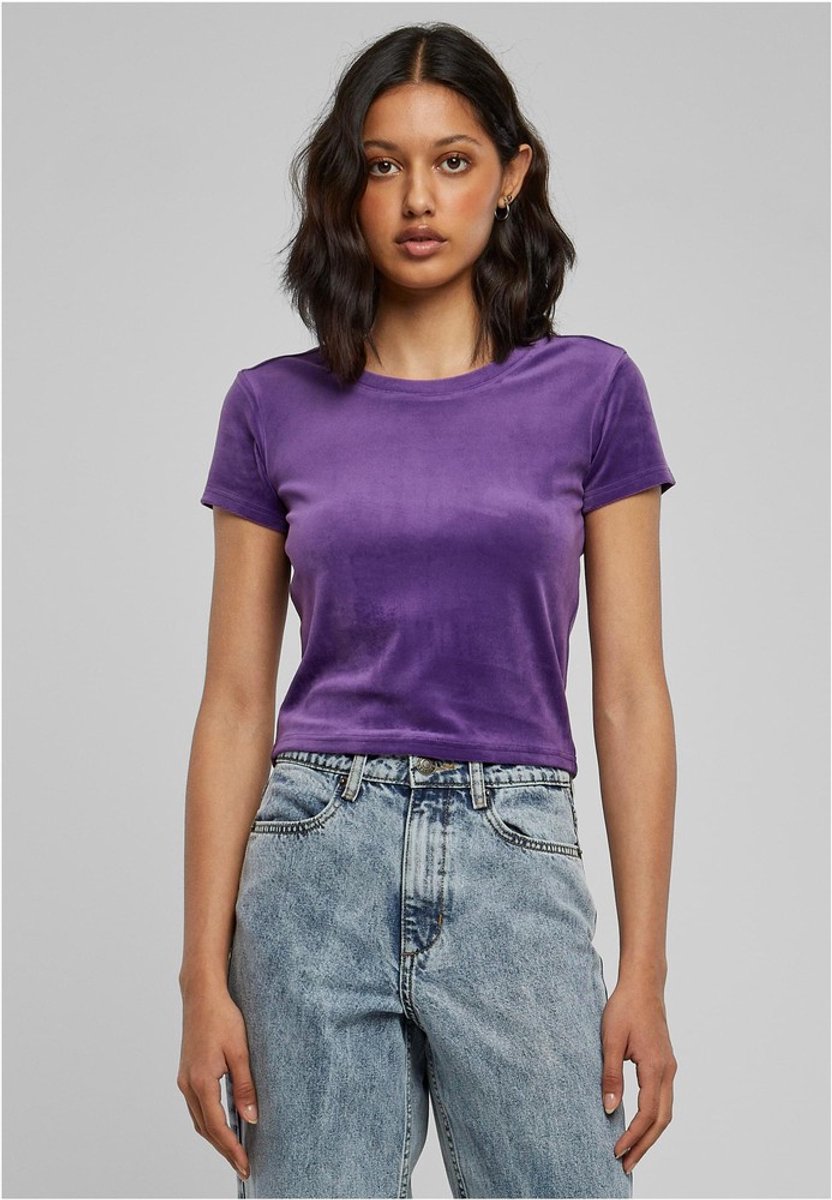 Urban Classics Short Velvet tee Top XL Paars