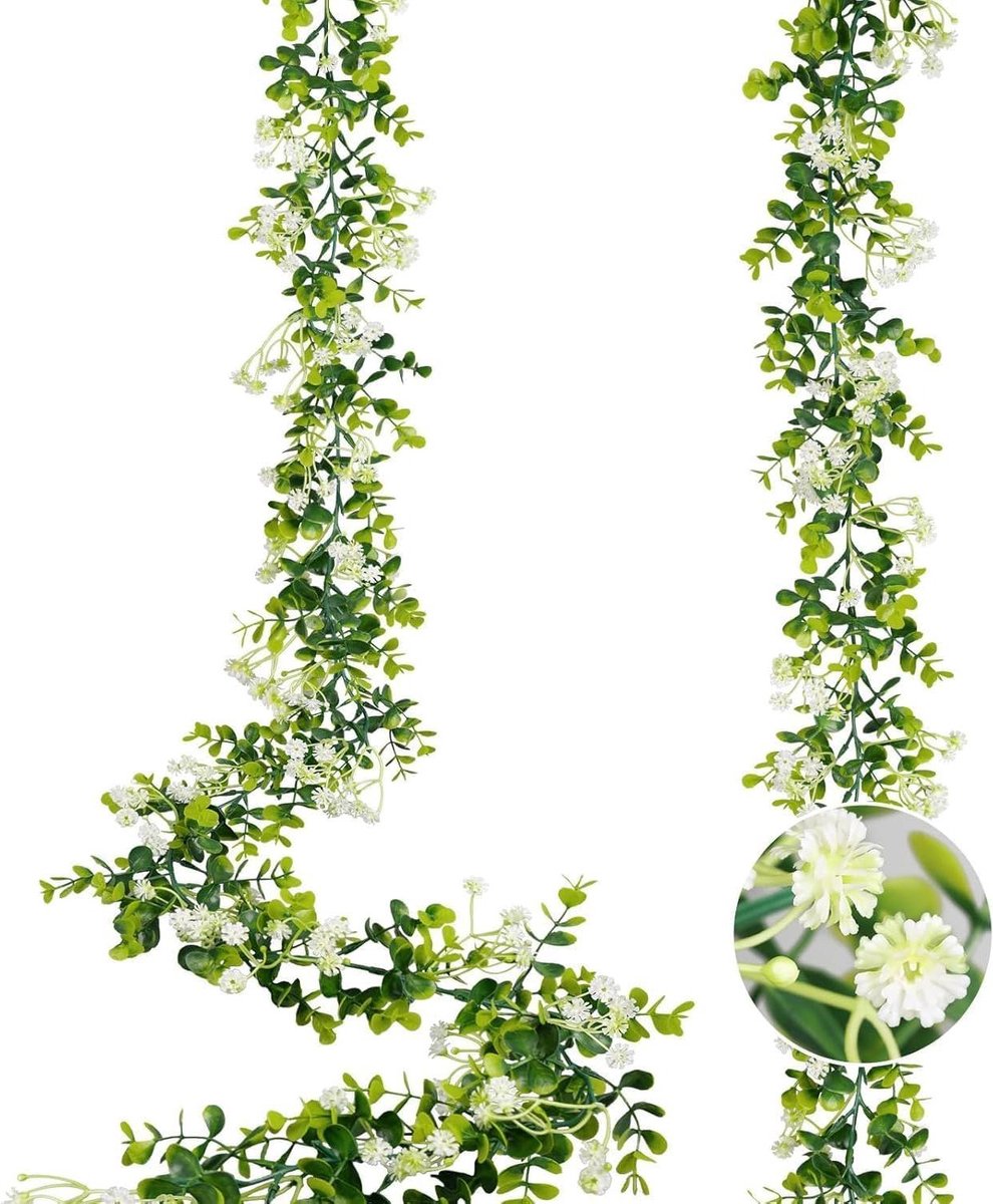 Cosensi Kunstmatige eucalyptus slingers met bloemen voor bruiloft en feestdecoratie Any