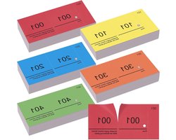 Cosensi - Nummerblokken in 5 kleuren, genummerd van 1-500, 5x10 cm - Voor munten, garderobe, evenementen - Loterijen en snoepjes - Geoptimaliseerde nummerblokken met veelzijdige toepassingsmogelijkheden