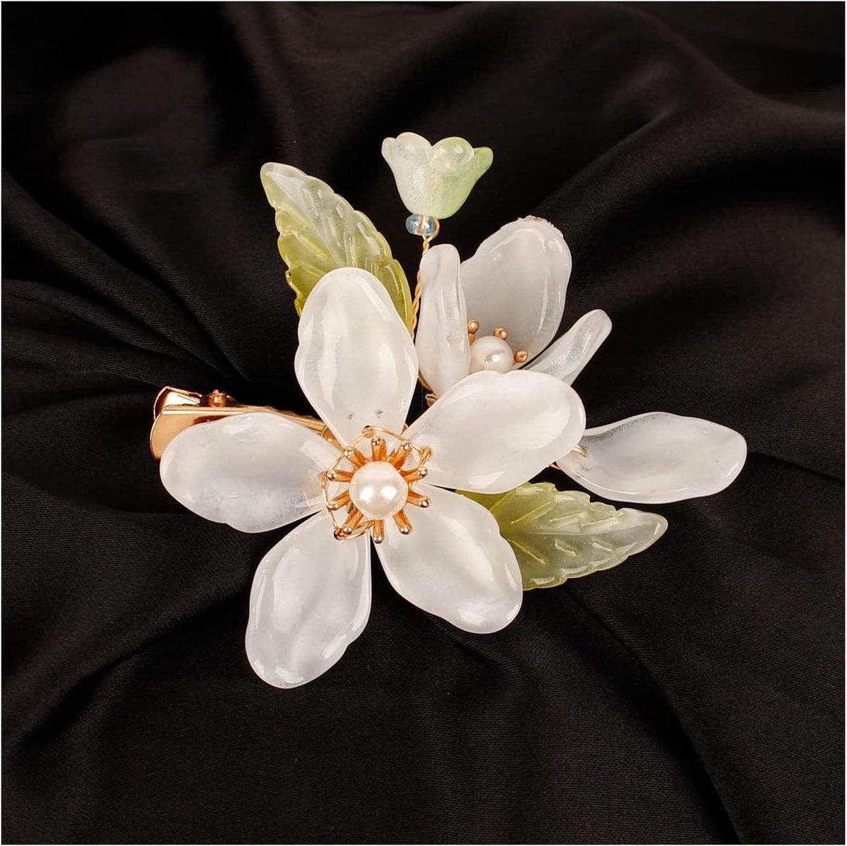 Cosensi - Bloemen Haarspeld Wit - Magnolia Design - Haaraccessoires voor Prom en Bruiloft