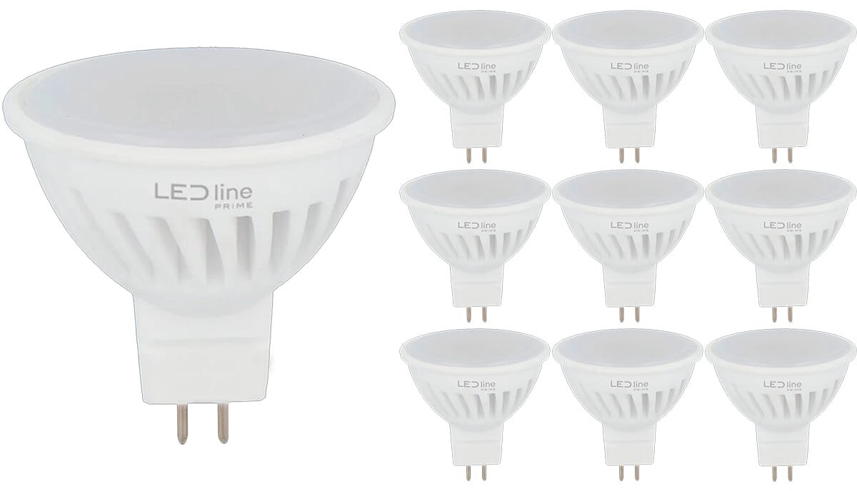 LED line PRIME LED Spot GU5.3 MR16 - 5W (vervangt 50W) - 600lm - Ø50mm - 12V - Energiezuinig - 10 stuks