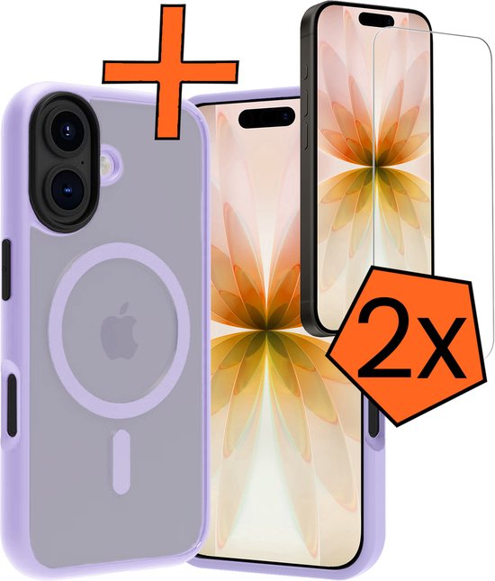 Hoes – Met 2x Screenprotector – Geschikt voor Apple iPhone 17 – Magsafe Compatible – Sterk & Shockproof – Back Cover – Shock Proof Case – Telefoon Hoes – Lila