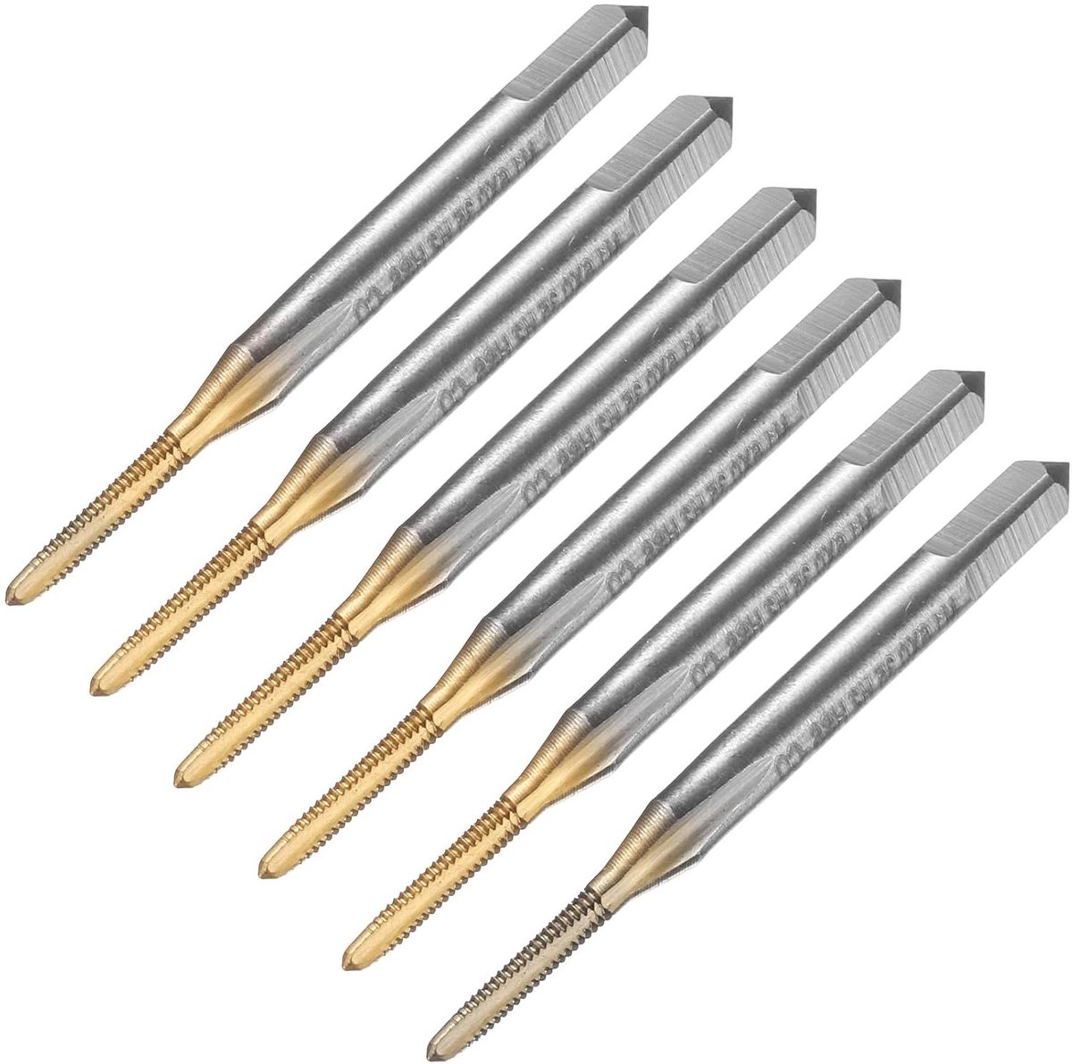 Cosensi - Set van 6 rechte groeffrezen M1,6 x 0,35 titanium gecoat - Draadsnijder van M35 snelstaal met kobalt - Metaalbewerkingstools