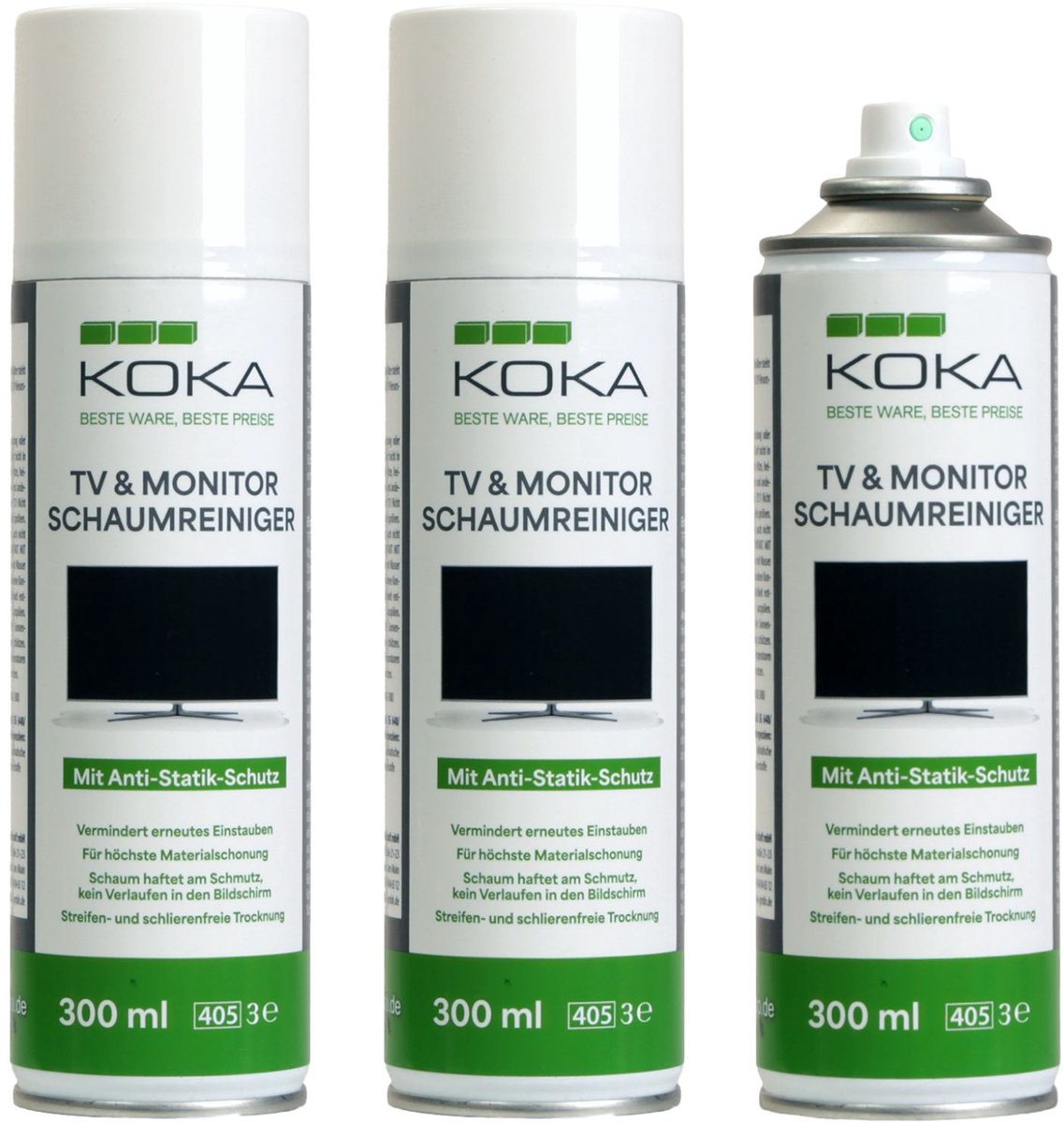3x set KOKA reinigingsschuim spray bus reiniger TV OLED LCD LED TFT televisie PC Monitor