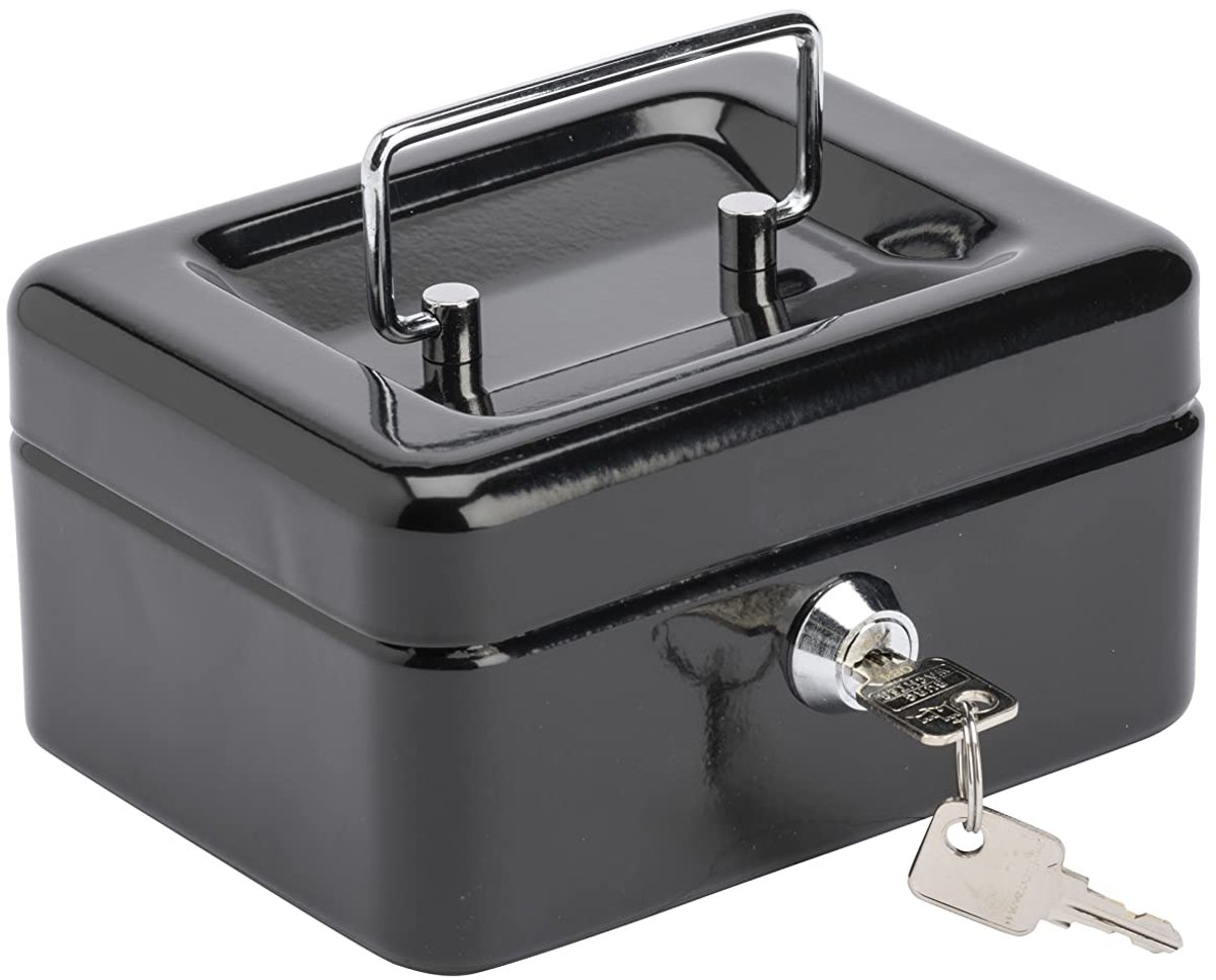 IMPERATORIS® Geldkistje Met Sleutel – Kassalade – Geldlade - Money Box – Spaarpot Volwassenen – Kluisjes Jongen Meisje Kinderen – Voor Markten, Winkels en Thuis - 15 x 12 x 8 cm - Zwart